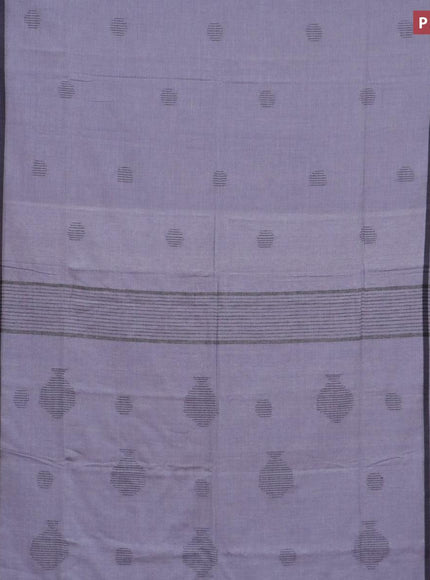 Bengal soft cotton saree grey and black with thread woven buttas and simple border - {{ collection.title }} by Prashanti Sarees