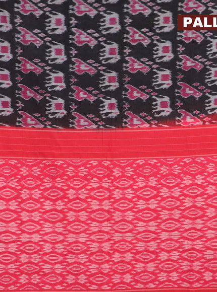 Ikat cotton saree black and red with allover ikat weaves and simple border - {{ collection.title }} by Prashanti Sarees