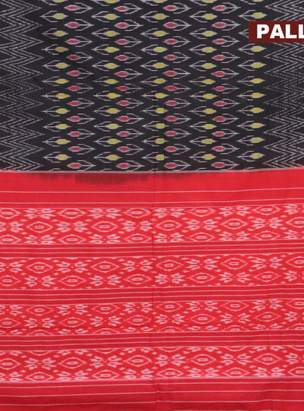 Ikat cotton saree black and red with allover ikat weaves and simple border - {{ collection.title }} by Prashanti Sarees