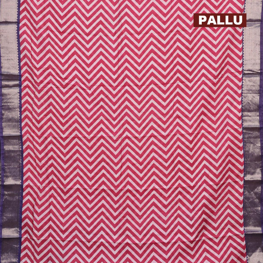 Semi gadwal saree pink and blue with allover prints and zari woven border - {{ collection.title }} by Prashanti Sarees