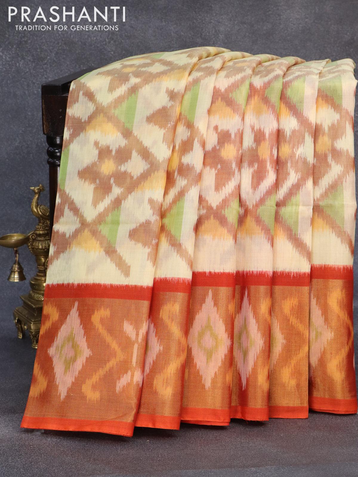 Ikkat silk cotton outlet sarees