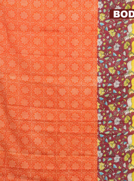 Bhagalpuri saree orange and maroon with allover bandhani prints and long pichwai printed zari woven border - {{ collection.title }} by Prashanti Sarees