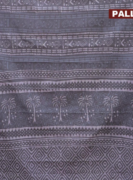 Jaipur cotton saree grey with allover prints and printed border - {{ collection.title }} by Prashanti Sarees