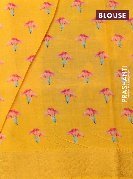 Mangalgiri silk cotton saree multi colour and yellow with allover floral prints and zari woven border - {{ collection.title }} by Prashanti Sarees