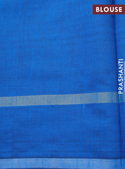 Dupion silk saree black and cs blue with plain body and temple design rettapet zari woven border