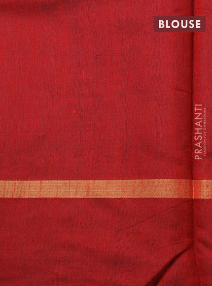 Dupion silk saree blue and maroon with plain body and temple design rettapet zari woven border