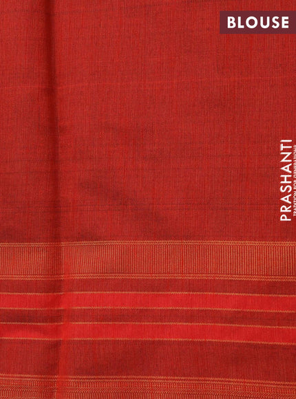 Dupion silk saree grey and red with zari woven buttas and temple design zari woven border