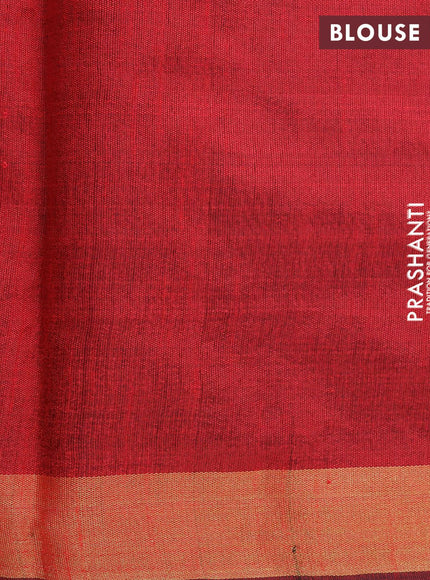 Dupion silk saree grey and maroon with plain body and temple design zari woven border