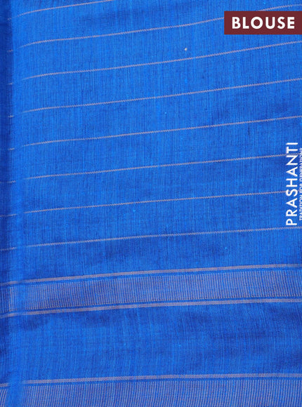 Dupion silk saree blue and cs blue with allover zari checked pattern and temple design rettapet zari woven border