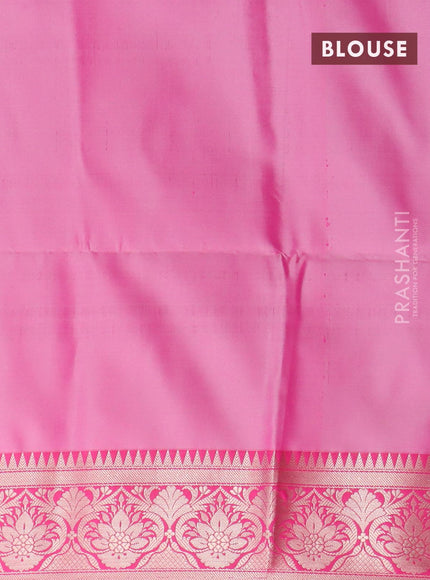 Banarasi semi tussar saree pastel grey and pink with allover ikat weaves and zari woven border