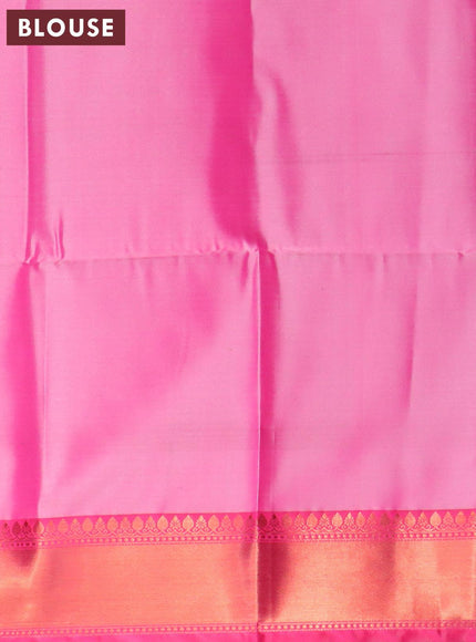 Banarasi semi tussar saree dual shade of grey and pink with allover ikat weaves and copper zari woven border