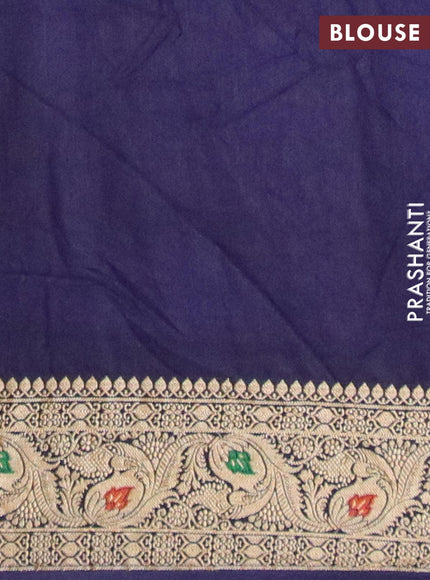 Bandhani saree pink and dark blue with allover bandhani prints and banarasi style border