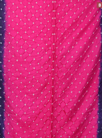 Bandhani saree pink and blue with allover bandhani prints and banarasi style border