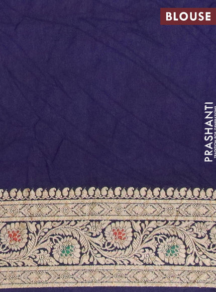 Bandhani saree magenta pink and blue with allover bandhani prints and banarasi style border