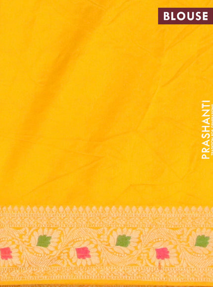 Bandhani saree red and mango yellow with allover bandhani prints and banarasi style border