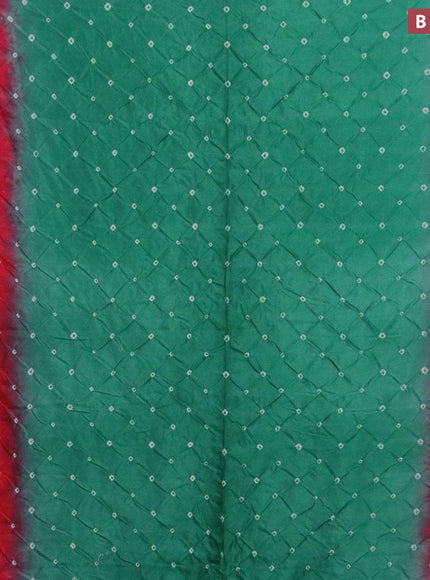 Bandhani saree green shade and red with allover bandhani prints and banarasi style border