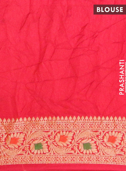 Bandhani saree green shade and red with allover bandhani prints and banarasi style border