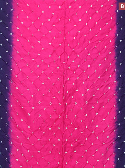 Bandhani saree pink and blue with allover bandhani prints and banarasi style border