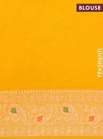 Bandhani saree red and mango yellow with allover bandhani prints and banarasi style border