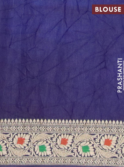 Bandhani saree pink and blue with allover bandhani prints and banarasi style border