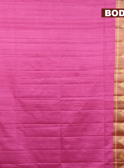 Semi matka saree magenta pink and rust shade with plain body and ikat style border