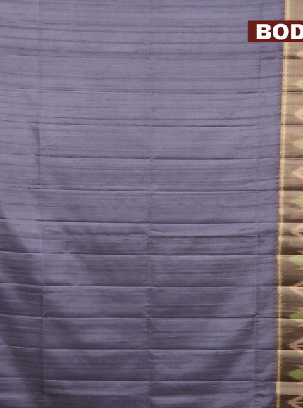 Semi matka saree grey and dark grey with plain body and ikat style border