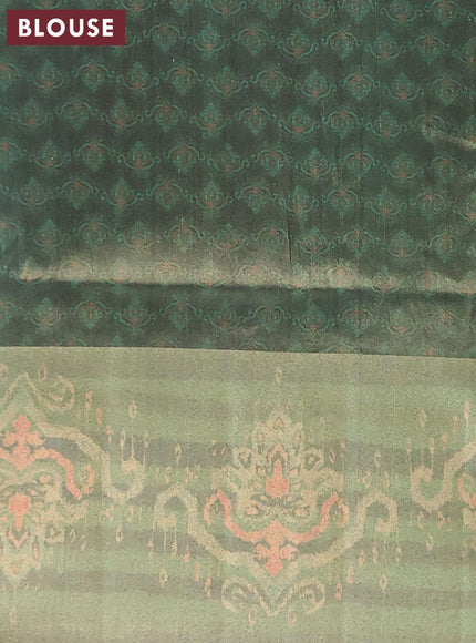 Semi matka saree teal blue and green with plain body and ikat style border