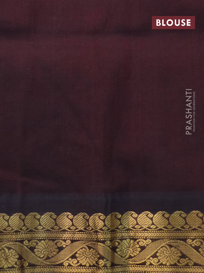 Silk cotton saree pink and coffee brown with allover kalamkari prints and zari woven korvai border