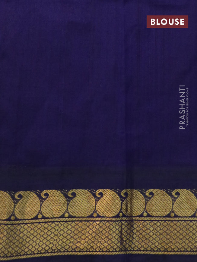 Silk cotton saree red and navy blue with allover kalamkari prints and paisley zari woven border