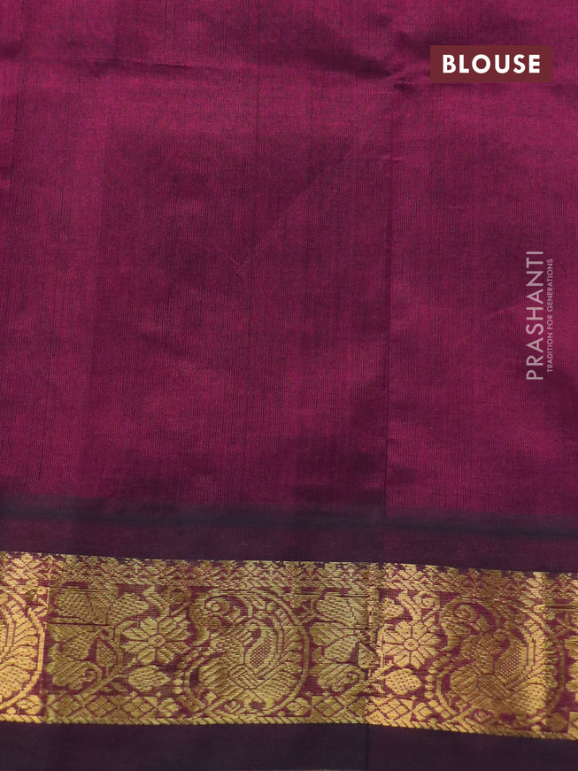 Silk cotton saree peach pink and dark magenta pink with allover kalamkari prints and zari woven korvai border