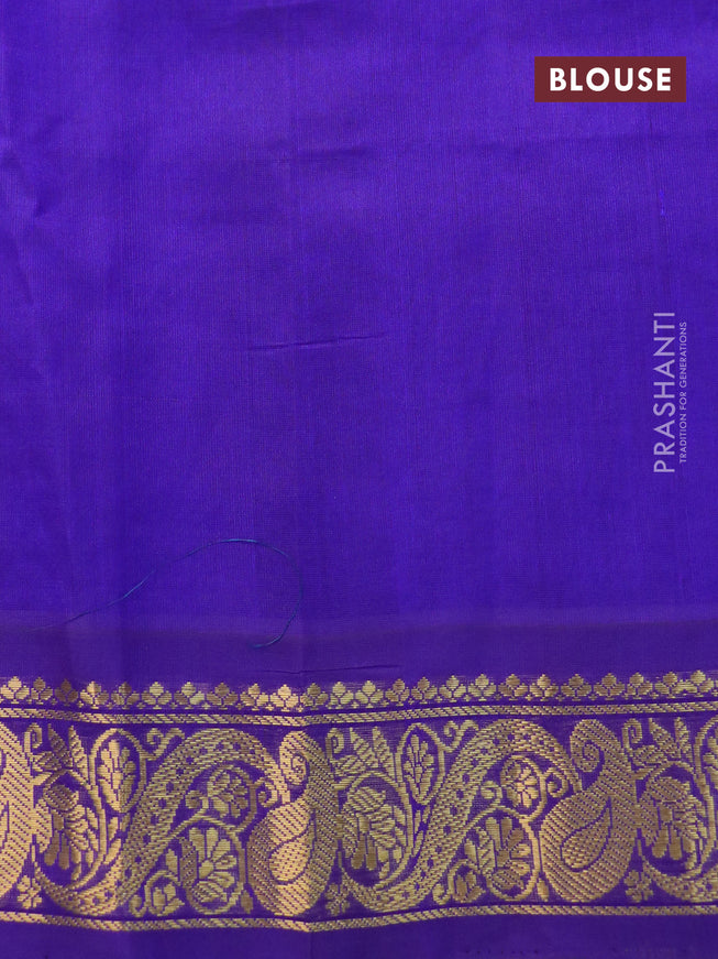 Silk cotton saree lime yellow and blue with allover kalamkari prints and zari woven border