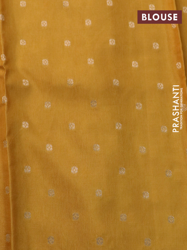 Banarasi semi tussar saree deep maroon and yellow with allover vairaosi patten & zari buttas and zari woven butta border