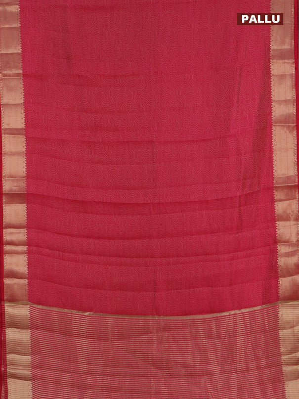 Semi raw silk saree pink with allover self emboss and zari woven border