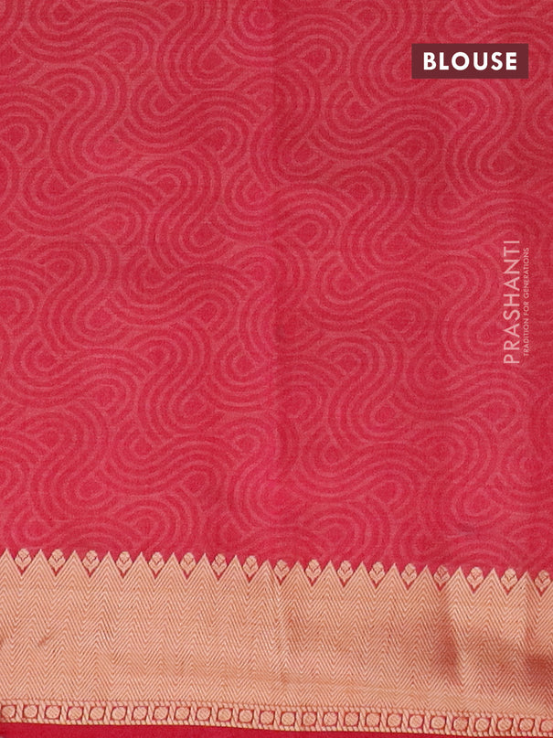 Semi raw silk saree pink with allover self emboss and zari woven border