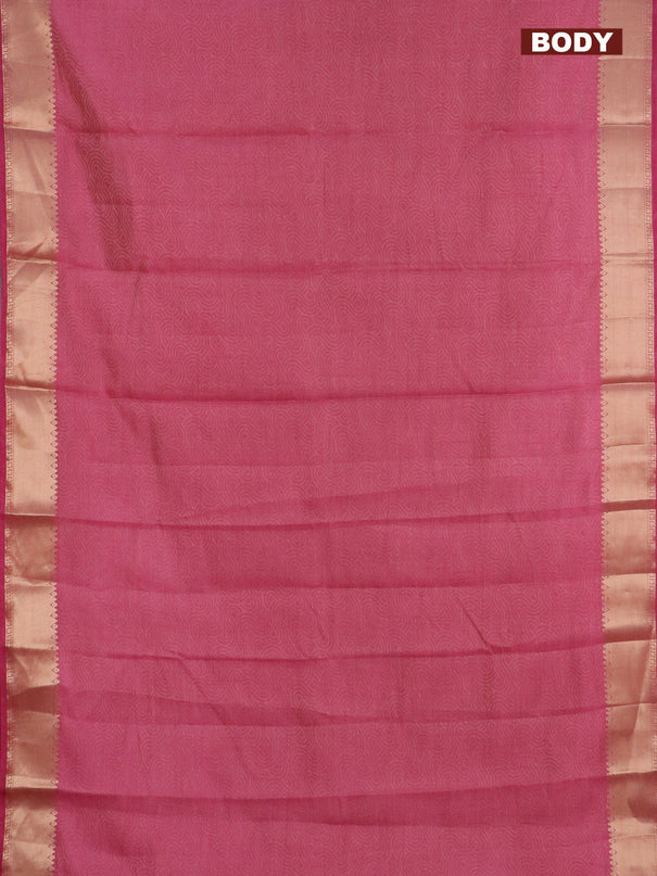 Semi raw silk saree pink shade with allover self emboss and zari woven border