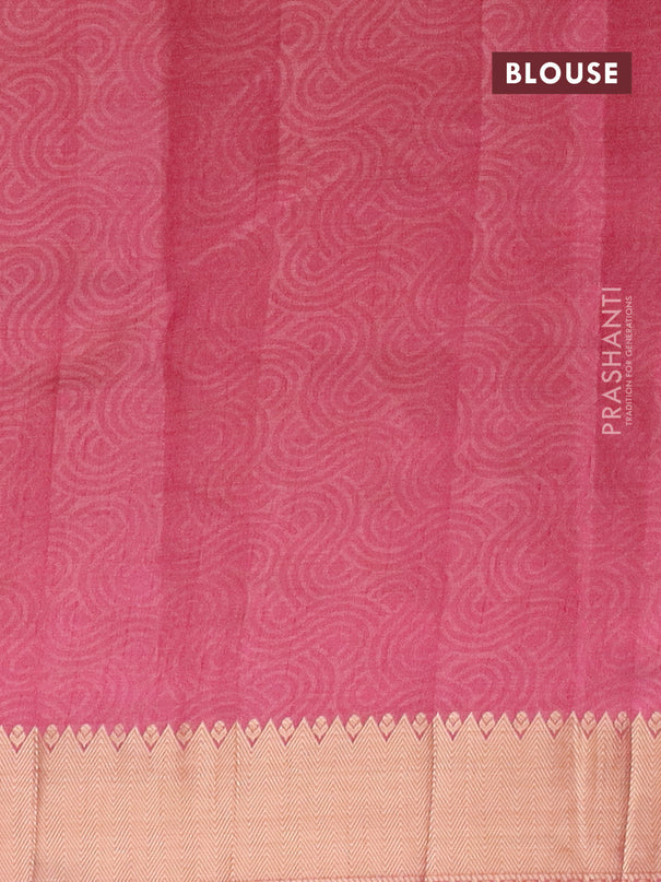 Semi raw silk saree pink shade with allover self emboss and zari woven border