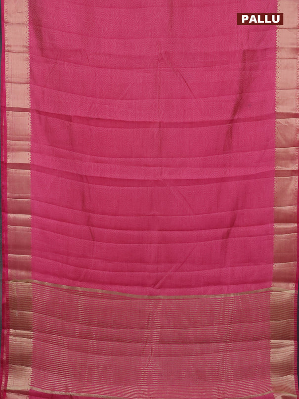 Semi raw silk saree pink with allover self emboss and zari woven border