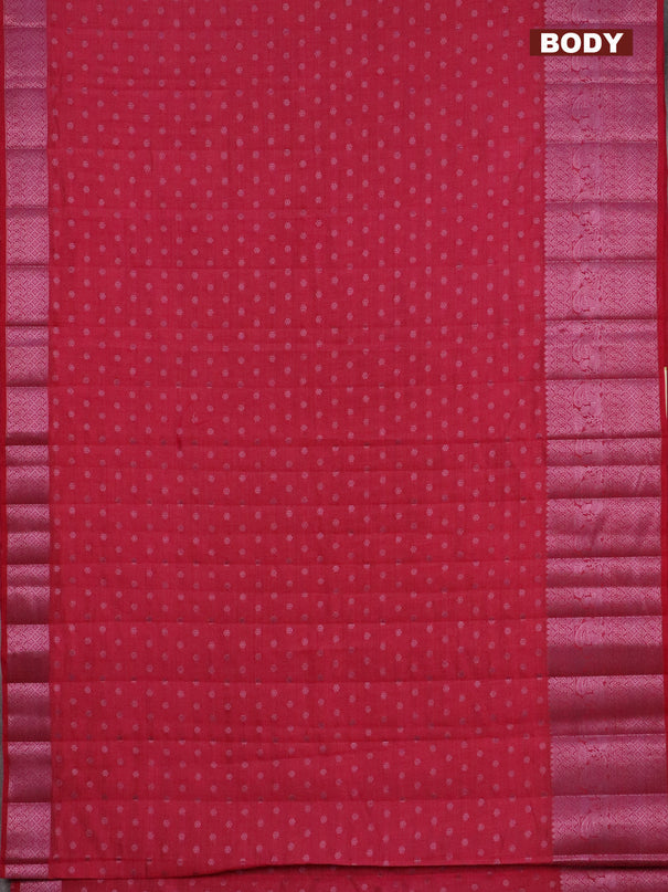 Semi raw silk saree pink with pink zari woven 1000 buttas and pink zari woven border