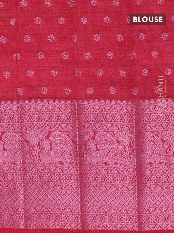 Semi raw silk saree pink with pink zari woven 1000 buttas and pink zari woven border