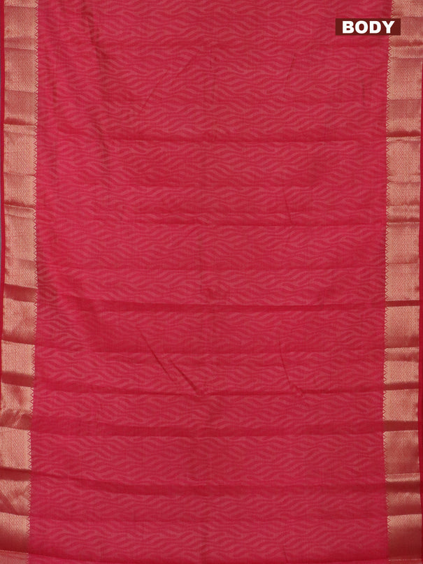 Semi raw silk saree pink with allover self emboss and zari woven border