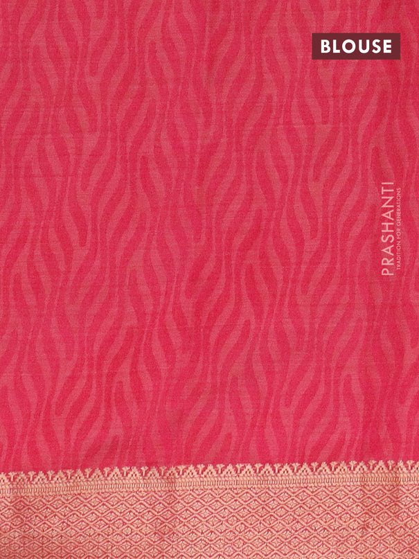 Semi raw silk saree pink with allover self emboss and zari woven border