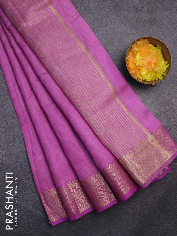 Semi raw silk saree lavender shade with allover self emboss and zari woven border