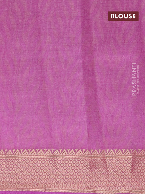 Semi raw silk saree lavender shade with allover self emboss and zari woven border