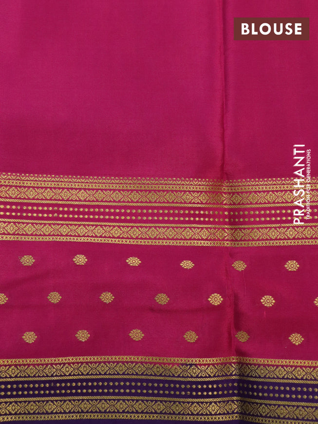 Pure mysore silk saree light blue and pink violet with zari woven buttas and zari woven border