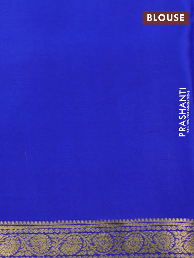 Pure mysore silk saree light green and blue with zari woven buttas and zari woven border