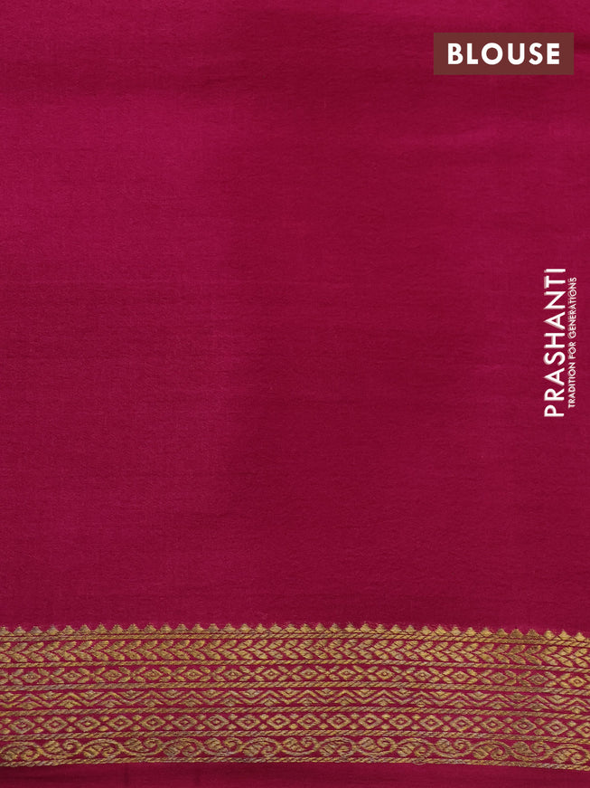 Pure mysore silk saree violet and magenta pink green with allover zari stripe weaves and zari woven border