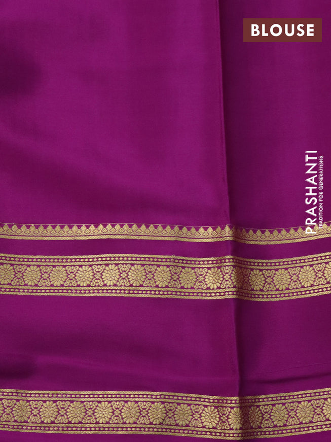 Pure mysore silk saree pink and purple with allover zari checked pattern and rettapet zari woven border