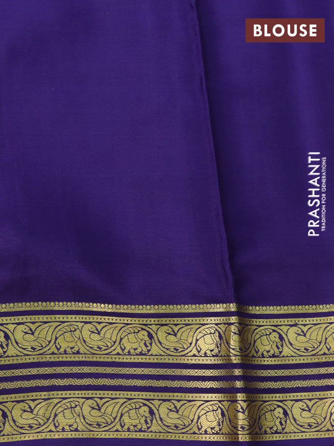 Pure mysore silk saree purple and blue pink with allover zari checked pattern and zari woven border