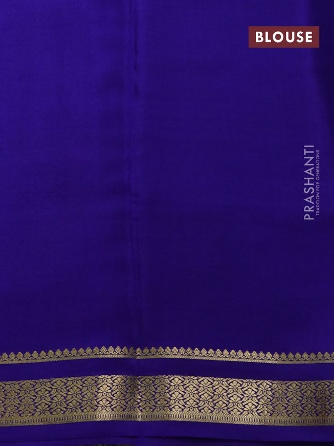 Pure mysore silk saree light blue and blue with allover zari checked pattern and zari woven border