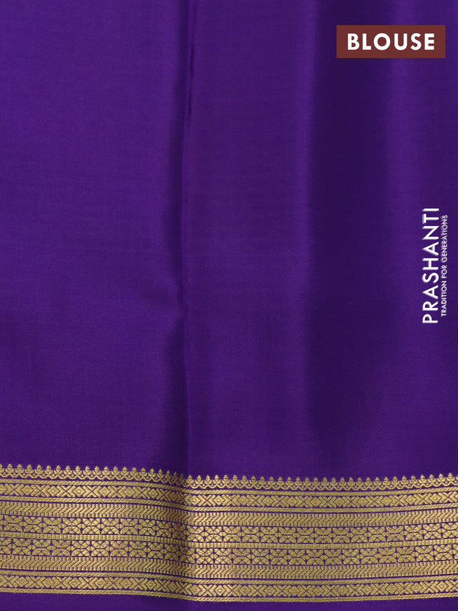 Pure mysore silk saree pink and violet with allover zari checks & buttas and zari woven border